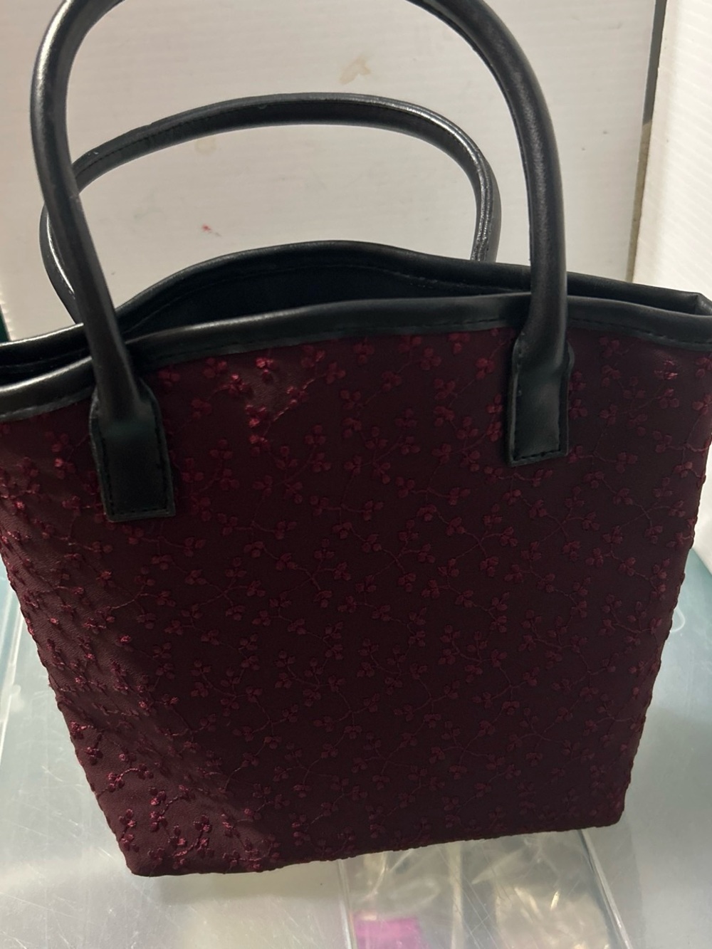 Victoria's Secret Burgundy Tote with Black Handles
